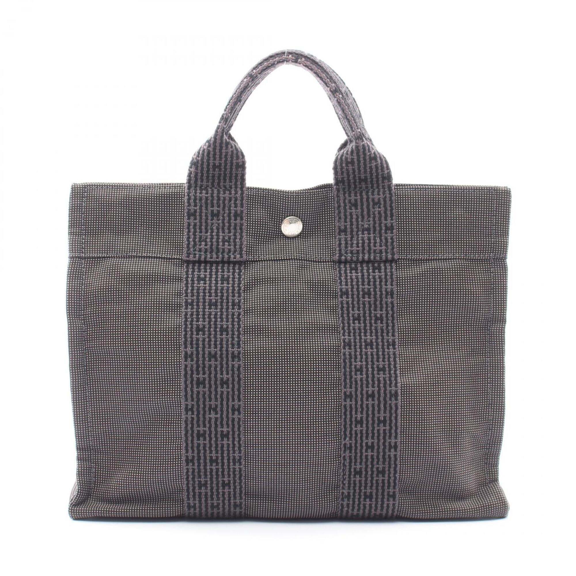 Hermes Herline Pm Tote Bag Handbag Nylon Canvas Women's Gray